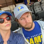 Charlize Theron Instagram - Super Bowl with my “mystery man” Thanks for letting me borrow your hubby Ash