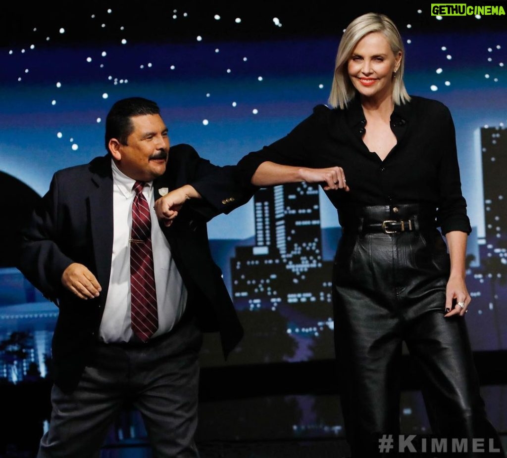 Charlize Theron Instagram - Thanks for having me @jimmykimmel but @iamguillermo is my true love.