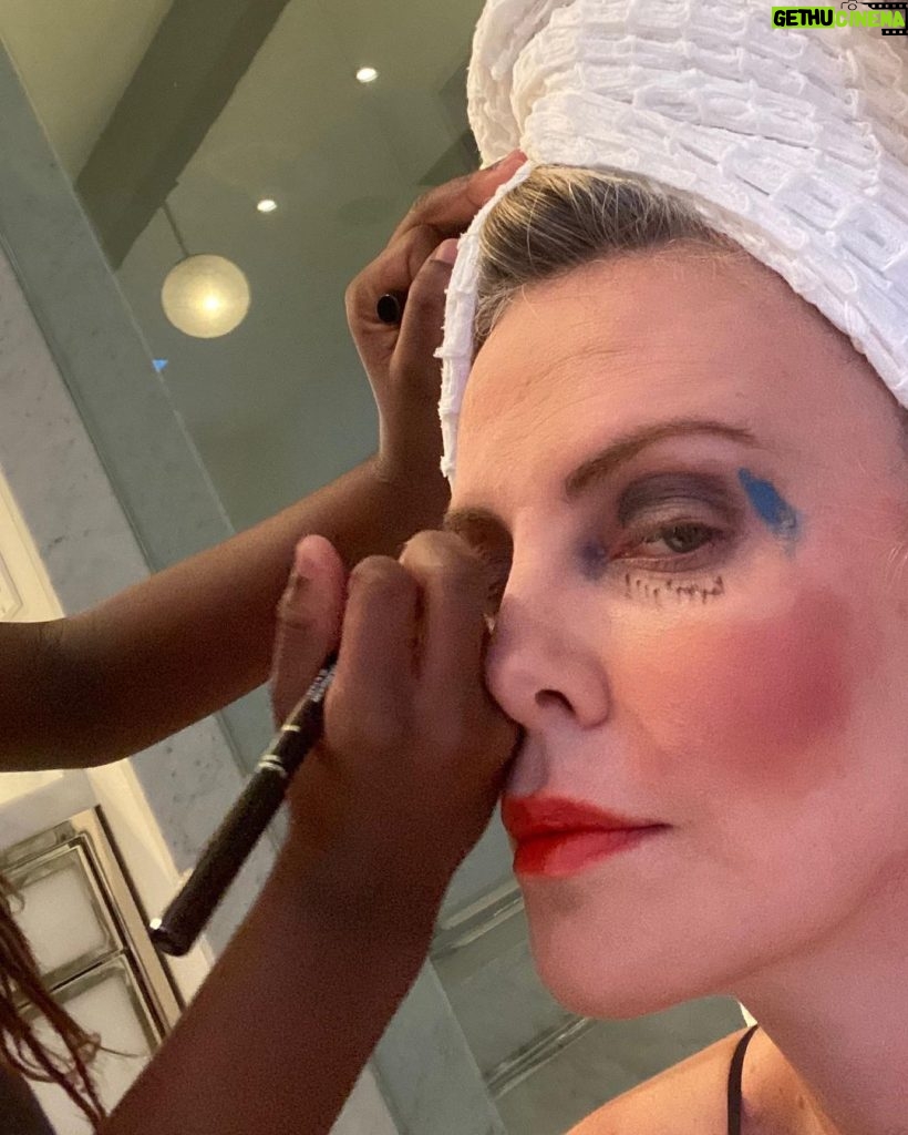 Charlize Theron Instagram - To every make up artist out there..... watch out, you’ve got competition!
