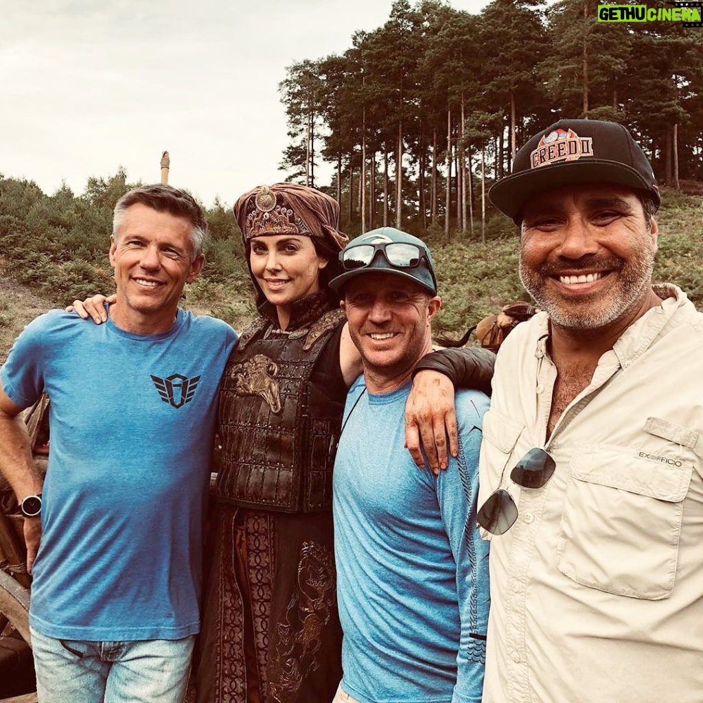 Charlize Theron Instagram - The dream team right here. These guys were the geniuses behind the action, stunts and fighting in #TheOldGuard. @jeffhabb - You directed me in some of the best, most insane action of my entire career, and I left every day of our 2nd unit shoots completely baffled at your talent. Brycen - you were by my side in the gym from day 1, and were incredibly patient with me as I tried things I never thought my body could do. Forever grateful to you for letting me do 76 takes of my somersault down the stairs! Danny - you built the character of Andy alongside me, and somehow made an immortal warrior who knows every martial arts style ever created feel REAL. Through all of it you all three became my family. I love you all so deeply and I want the world to know that The Old Guard doesn’t exist with you all!