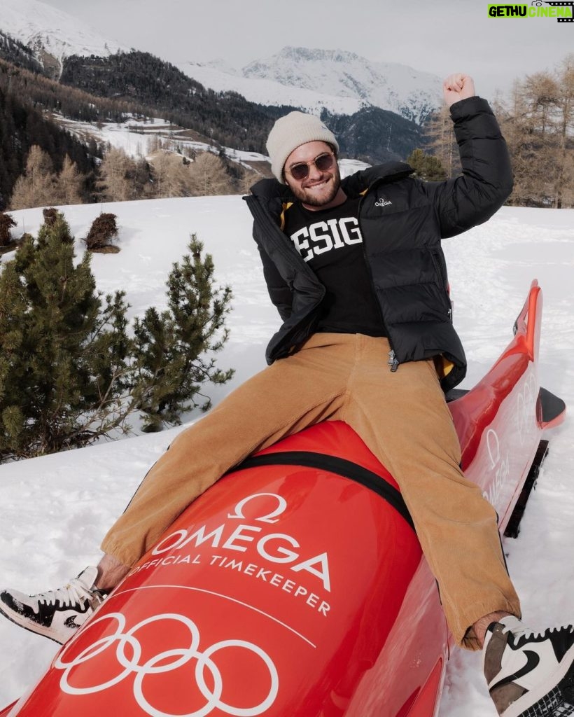 Chase Stokes Instagram - Switzerland u r pretty wonderful, also Debby cheated in the bobsled I won. #omegapartner
