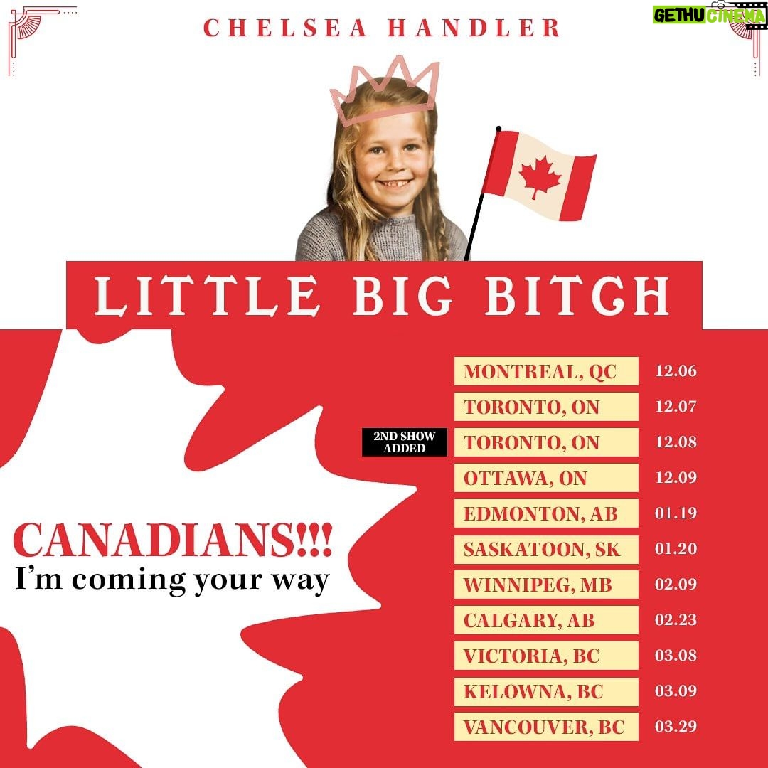 Chelsea Handler Instagram - Canada! Winter is coming and that means, I am too!!! Get tickets at ChelseaHandler.com