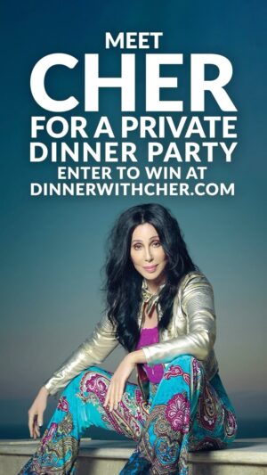 Cher Instagram - 🥂✨I’m hosting an intimate dinner party at my home in Malibu, and I’m inviting one of you to come and join me! Enter to win (link in bio) and don’t forget to tag your +1 in the comments ⬇️

You’ll enjoy drinks by the ocean, photo opportunities, and delightful conversation with yours truly (Airfare and hotel included!).

Your entry will help the charity I co-founded, @ftwglobal in our work to end the mistreatment of wild animals in captivity. Donate $10 or more to help!

Head over to DinnerWithCher.com 🍽️ (or visit the link in bio) and enter to win a night to remember.