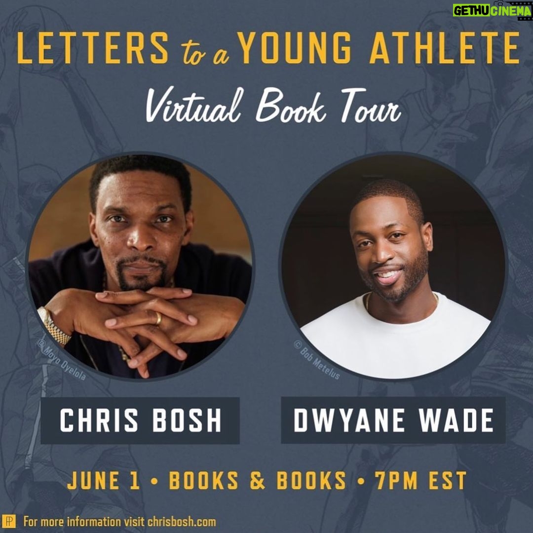 Chris Bosh - 9.4K Likes - Tonight, 7 pm. Excited to sit down with my brother @dwyanewade for my first virtual event for the launch of #LettersToaYoungAthlete. Tickets still available at the link in bio! 👊🏿