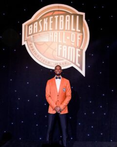 Chris Bosh Instagram - What a night. And the orange jacket fits just right. Honored to receive my @hoophall ring and jacket tonight beside some legends of the game. Big speech tomorrow. Can’t wait. #BoshHoF #21HoopClass Mohegan Sun