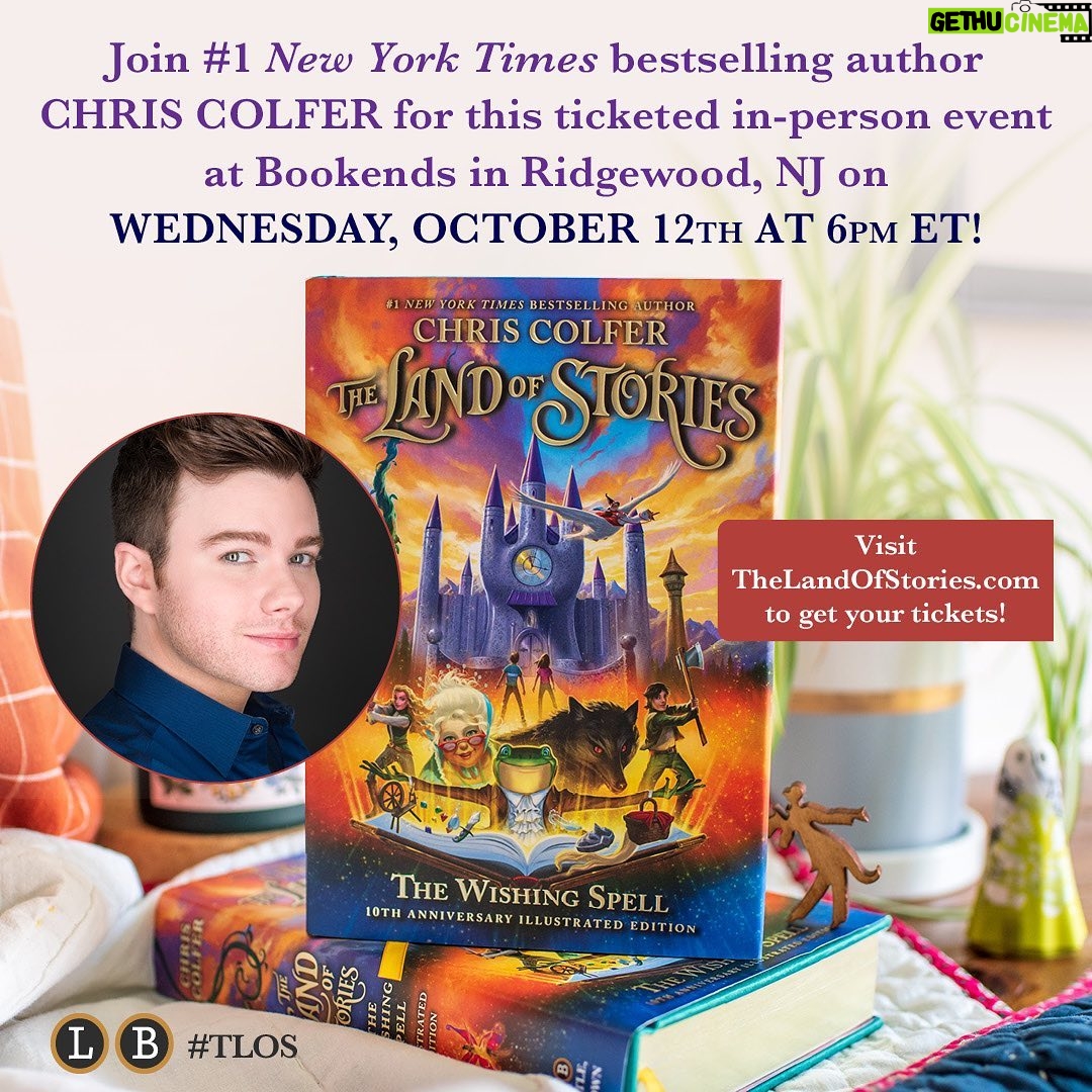 Chris Colfer Instagram - Hey East Coast! Looking forward to seeing you all next week at @bookendsnj! I’m very excited to return to the scene of my very first signing. They can also do international shipping for anyone overseas. (Link in bio!) #booksigning #bookstagram #newjersey #newyork #newengland #thelandofstories