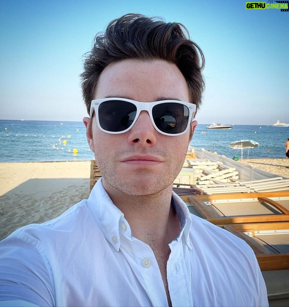 Chris Colfer Instagram - Beach party! Found the shade 👍 Saint-Tropez