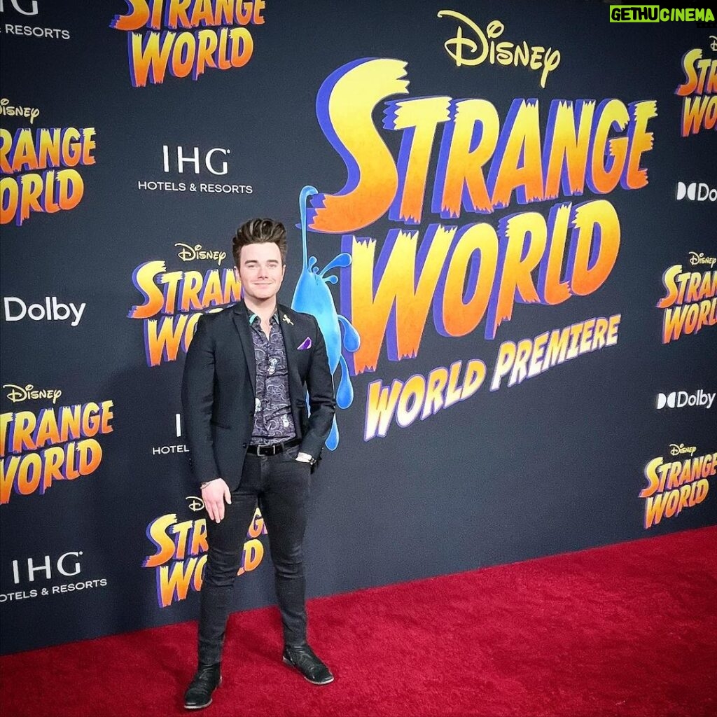 Chris Colfer Instagram - I loved getting the chance to support all my friends who worked on the @StrangeWorld movie last night! I won’t spoil the story but I’m so grateful to @Disney for the inclusion they depict in the film. I never thought I’d see that in my lifetime. ❤️🏰