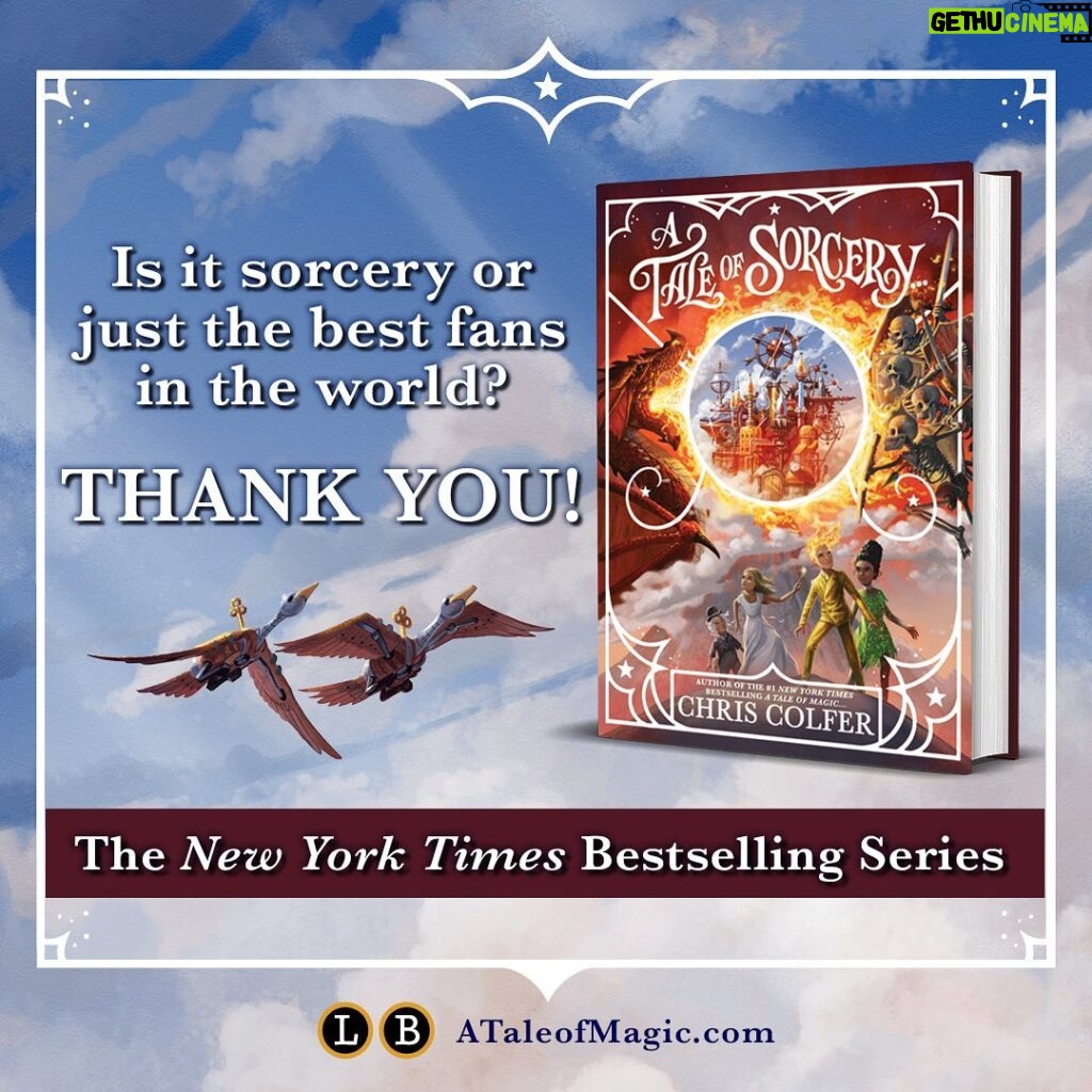 Chris Colfer Instagram - Thank you to everyone who made this possible!! I’m so happy you’re loving the books! 🥰🥰🥰🥰🥰 #ATaleOfSorcery @littlebrownyoungreaders