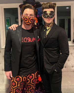 Chris Colfer Instagram - Had a real SCREAM at the #HalloweenKills premiere last night. (Actually, several screams!) Why can’t every premiere be a costume party? Thank you @charles_dujic for the purrrfect hair.