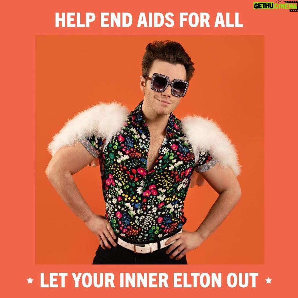 Chris Colfer Instagram - It’s always an amazing honor to support the incredible @ejaf. Please join me by showing your #InnerElton today! And #HappyPride! 🌈