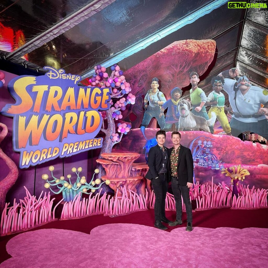Chris Colfer Instagram - I loved getting the chance to support all my friends who worked on the @StrangeWorld movie last night! I won’t spoil the story but I’m so grateful to @Disney for the inclusion they depict in the film. I never thought I’d see that in my lifetime. ❤️🏰