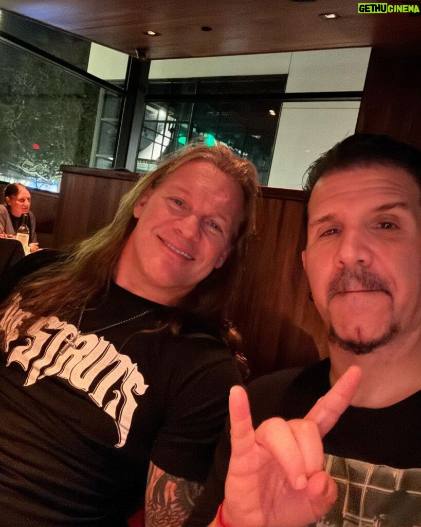 Chris Jericho Instagram - Awesome seeing my great friend @charbenante last night in LA! Always a blast to talk about music and life! Some very cool stuff coming from Charlie and his bands very soon….Up the irons! Los Angeles, California