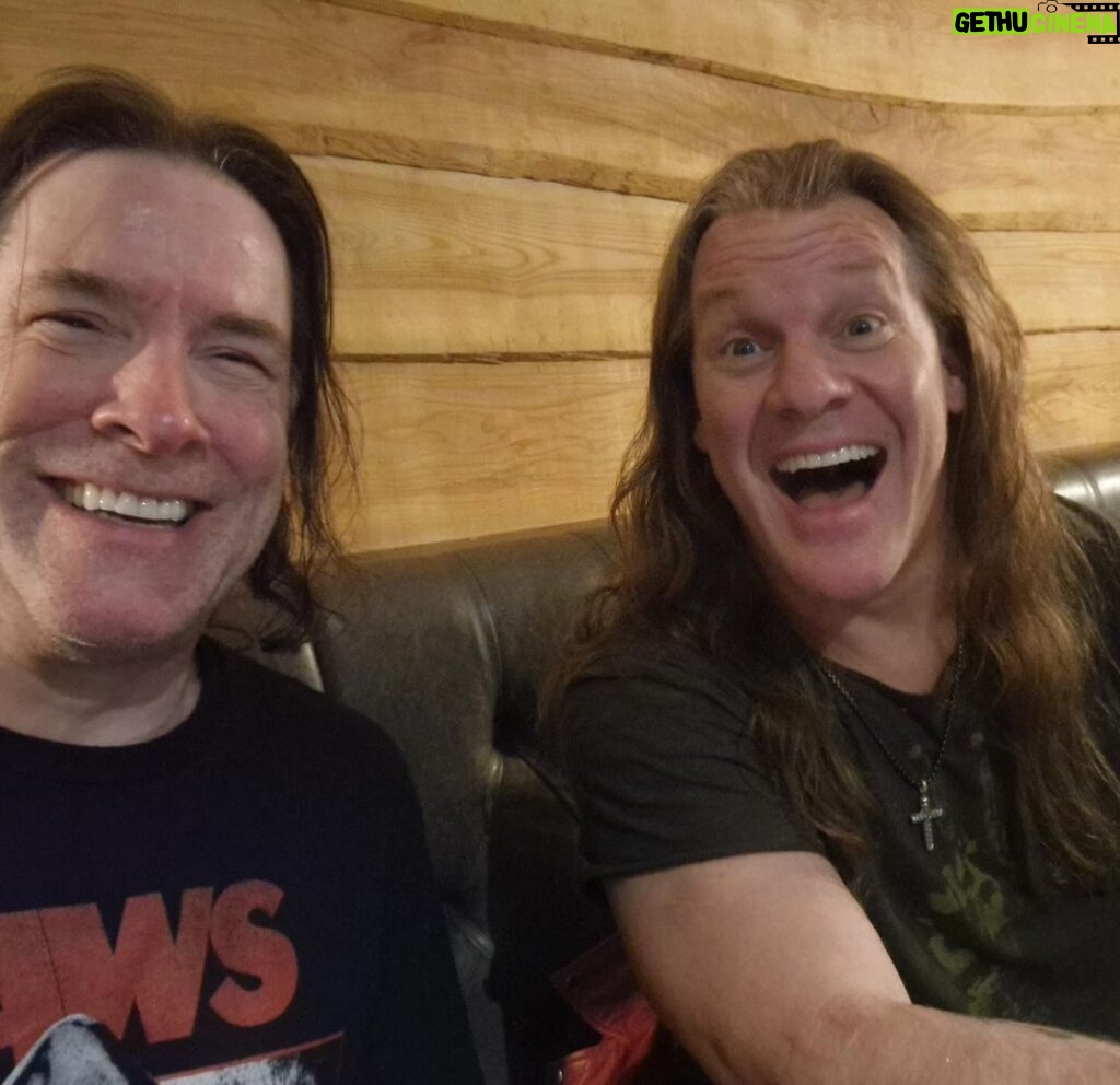 Chris Jericho Instagram - Great to see my old friend and guitar wizard @jeffwatersofficial of @annihilatormetal today in #Newcastle!!! Jeff is a genius and a Canadian metal legend, who actually played on two @fozzyrock songs (God Pounds His Nails & Martyr No More) and we had a blast catching up! Afterwards, we had Another KILLER show at the @riversidencl and we are gonna keep the momentum going as we get ready to DESTROY #London tomorrow at the @electricballroomcamden! Get there early enough to check out @pistolsatdawnofficial and the AMAZING @thehotdamnuk …they kick ass! What an awesome tour this has been so far!!’ Fozzyrock.com Tomahawk Steakhouse Newcastle