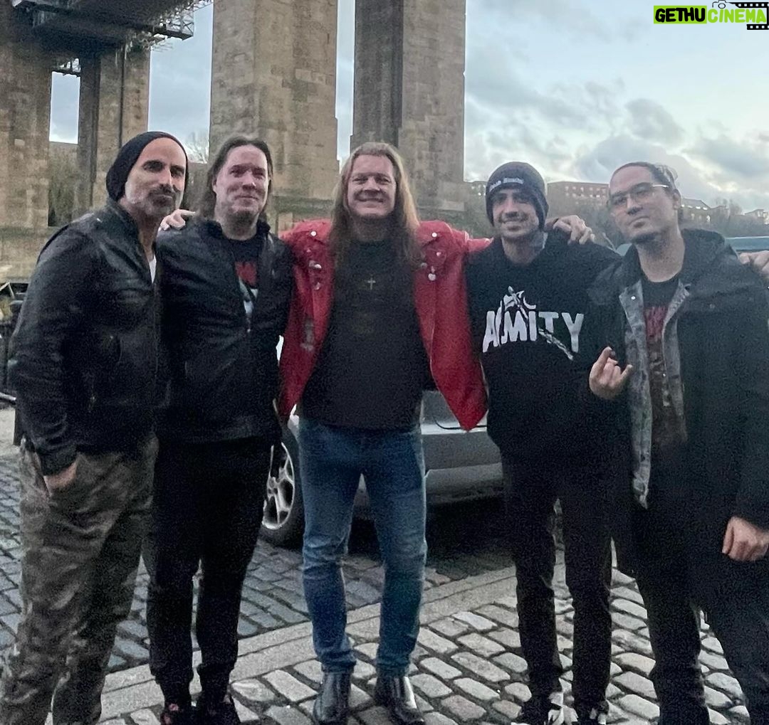 Chris Jericho Instagram - Great to see my old friend and guitar wizard @jeffwatersofficial of @annihilatormetal today in #Newcastle!!! Jeff is a genius and a Canadian metal legend, who actually played on two @fozzyrock songs (God Pounds His Nails & Martyr No More) and we had a blast catching up! Afterwards, we had Another KILLER show at the @riversidencl and we are gonna keep the momentum going as we get ready to DESTROY #London tomorrow at the @electricballroomcamden! Get there early enough to check out @pistolsatdawnofficial and the AMAZING @thehotdamnuk …they kick ass! What an awesome tour this has been so far!!’ Fozzyrock.com Tomahawk Steakhouse Newcastle