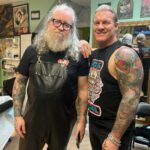 Chris Jericho Instagram - Thanks to my bro @flacomartinez13 for finishing up my @davidbowie piece (a few days after the anniversary of his passing in 2016 no less) at @studioevolvetattoo in Virginia Beach, VA tonight! Flaco’s color and detail is second to none, which is why he’s done ALL my tattoo work since 2012! Studio Evolve