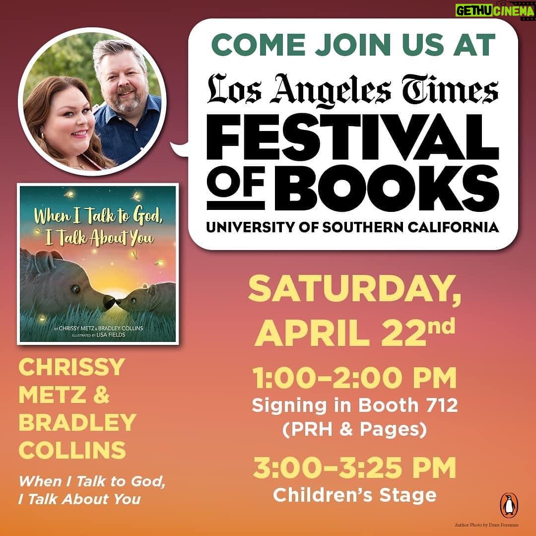 Chrissy Metz Instagram - COME JOIN US TOMORROW!! π»π
πͺΊππ§ Celebrating βWhen I Talk to God, I Talk About Youβ at @latimesfob!! #bookfest π @latimes @penguinkids @bradley_collins Los Angeles, California