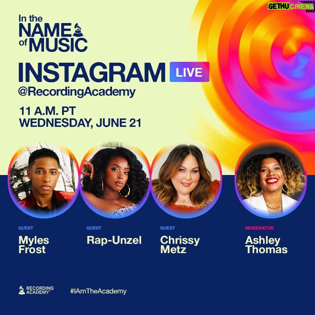 Chrissy Metz Instagram - 🎶 Recording Academy Class of 2023: Join me tomorrow at 11 A.M. PT / 2 P.M. ET for an IG Live conversation hosted by @recordingacademy, with #RecordingAcademy’s Senior Director Ashley Thomas (@ashleymcoleman_) and newly invited members @myles.frost and @therap_unzel. #IamTheAcademy