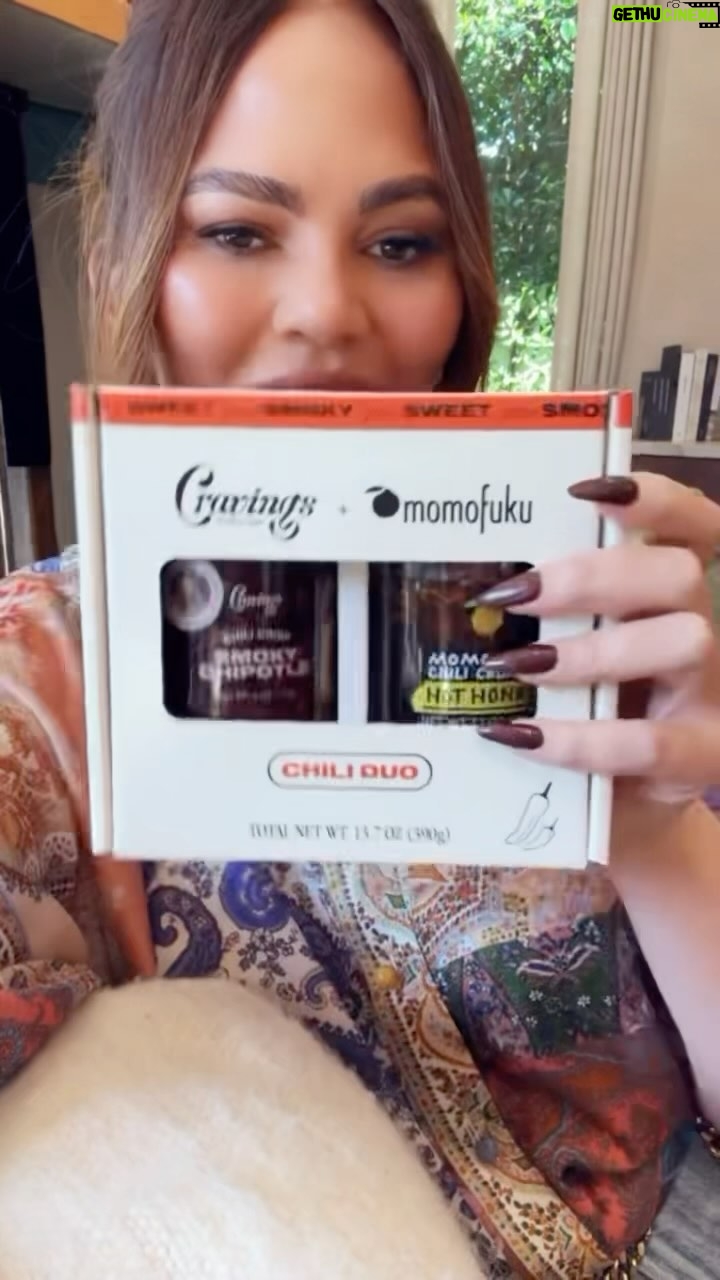 Chrissy Teigen Instagram - 🌶️ SPECIAL ANNOUNCEMENT🌶️!!! So excited to announce that the incredible @davidchang and I have partnered up yet again and the result is a beautiful blend of hot honey and smokey chipotle!! Get our chili crisp (or CRISPSPSPSPSP as I say here) now on cravings dot com!!!!!