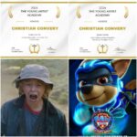 Christian Convery Instagram - So excited and honoured to be nominated alongside such talented actors for my role of Henry in @cocainebear and for my role as Chase in @pawpatrolmovie for the @youngartistawds !!!! Thank you!🙏✨