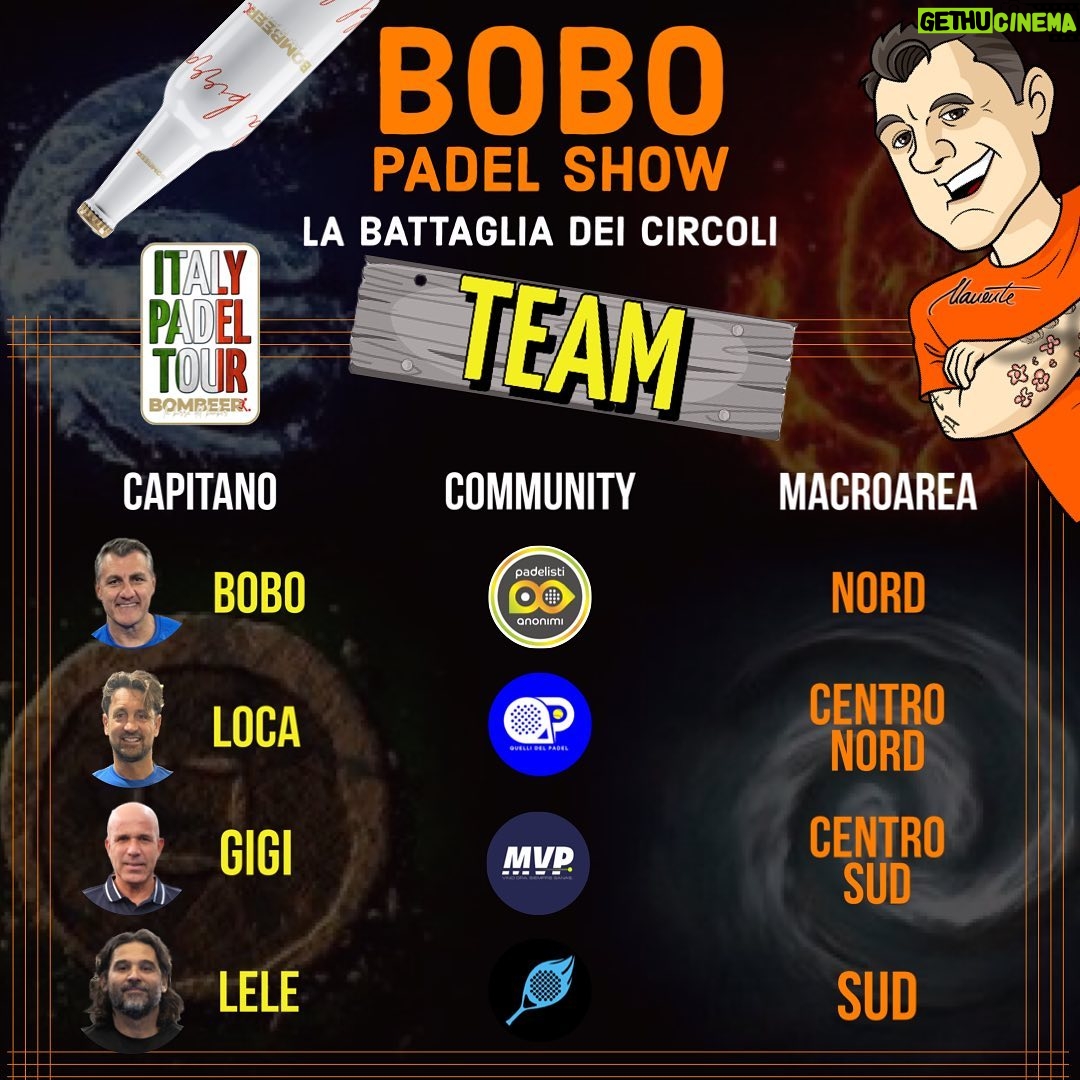 Christian Vieri Instagram - Abbiamo formato le squadre per #labattagliadeicircoli Ad ogni Capitano è stata assegnata una delle 4 community più grandi del padel Italiano ed insieme ai circoli di 25 Province rappresenteranno una zona d’Italia! Quale sarà il TEAM più forte d’Italia? Ringrazio i miei amici @leleadani , @gigidibiagioofficial e @tomaslocatelli20 ! Non vedo l’ora di sfidarvi sul campo da padel 🎾🎾 Per i Club che non si fossero ancora iscritti, ci sarà ancora tempo fino a Martedì 11 Aprile. Contattate lo staff di @italypadeltourbombeer 🍺🍺e preparatevi alla Battaglia 🎾🎾 Che fiammata ragazzi! #italypadeltourbombeer #italypadeltour #bobo #vieri #christianvieri #padelistianonimi #mvpadel #padelreview #quellidelpadel #labattagliadeicircoli #padel #padelitaliano #padelmania #birra #bombeer #labirradelbomber #labirradelpadel #labirradeicampioni