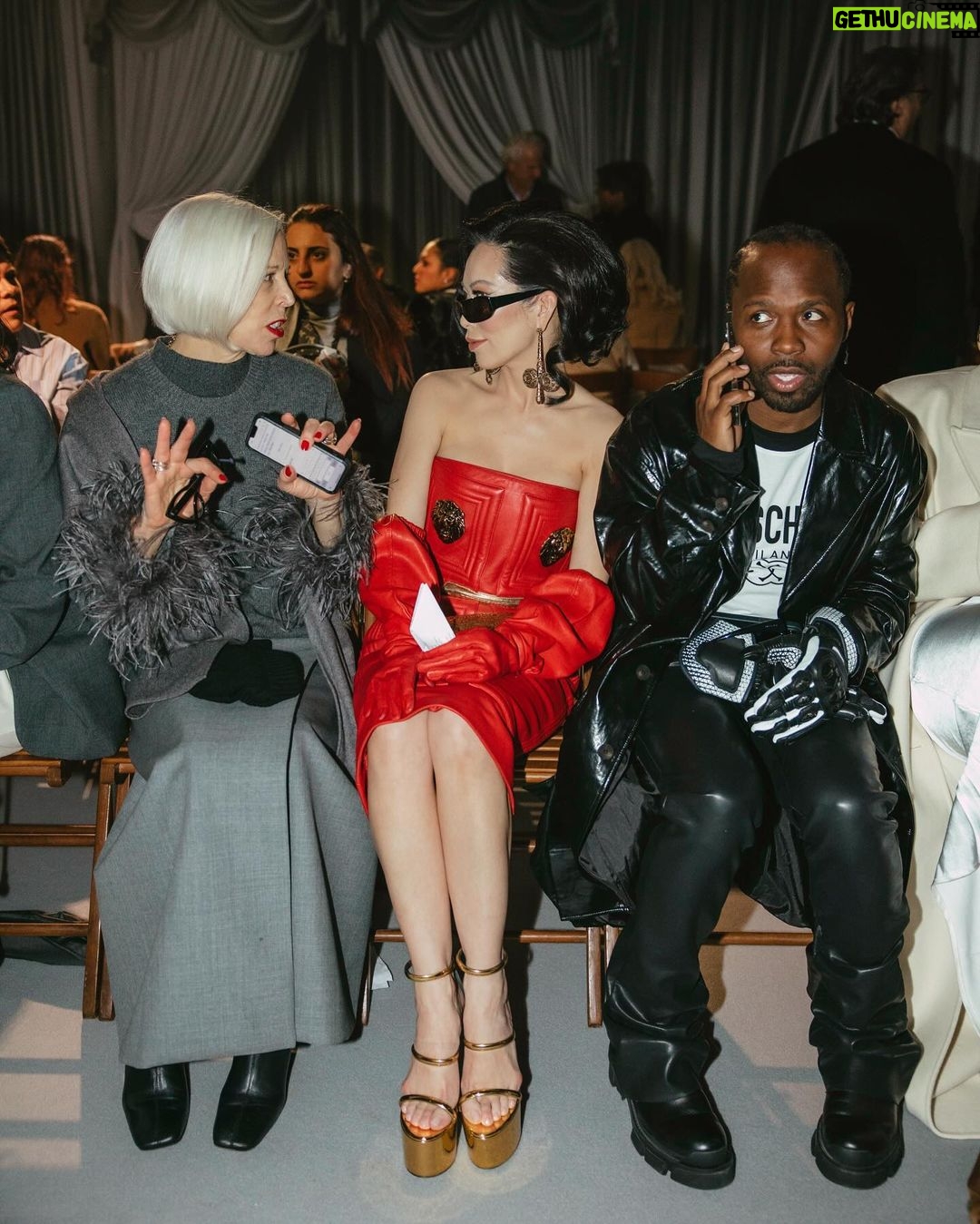 Christine Chiu Instagram - What an honor it is to be here celebrating dearest @khoanguyennyc on your new appointment and @adrianappiolaza on his debut @moschino collection ❤️ building memories full of fashion fam, love and classic Italian fun! Best guess for what we were talking about in last slide win a moschino prize! 👇🏻 @brianaandalore @nickroseartistry @yogilovesmakeup_howard @aaronidelson #moschino #adrianappiolaza #milano #italiano #mfw Milan Fashion Week