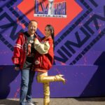 Christine Chiu Instagram - Splitting the 50 with @drchiubhps for an @usher concert and a splash of #SuperBowlLVIII … Baby G knew (slide 3) that it would burn 😭🏈💔 #ninergang #ninersnation #49ersfaithful Allegiant Stadium