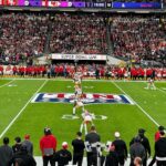 Christine Chiu Instagram - Splitting the 50 with @drchiubhps for an @usher concert and a splash of #SuperBowlLVIII … Baby G knew (slide 3) that it would burn 😭🏈💔 #ninergang #ninersnation #49ersfaithful Allegiant Stadium