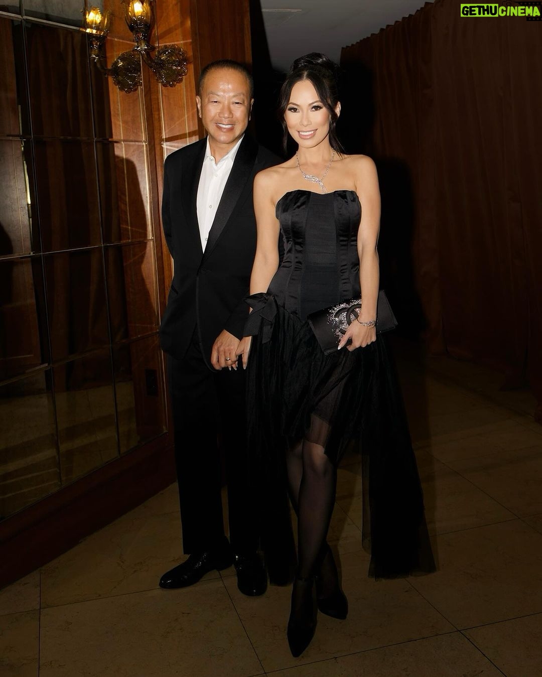 Christine Chiu Instagram - Couples who Chanel together stay together.. amiright @drchiubhps @chanelofficial haha πΎπ Date night in my #chanel #highjewelry #wheat collection and in one of my faves #karllagerfeld archival 1995 runway dress π€ Thank you Chanel fam @jtgnyc1 @catp0515 @every_other_name_is_taken @778maryam Peggy Yassine π«Ά
