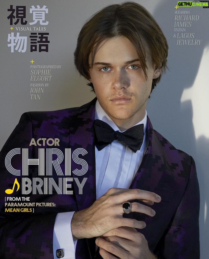 Christopher Briney Instagram - ACTOR CHRIS BRINEY + From the PARAMOUNT PICTURES: MEAN GIRLS) + THIS CHARMING MAN + VISUAL TALES MAGAZINE. COVER REVEAL: One of the five official covers featuring Actor CHRIS BRINEY @chrisbriney_ wearing a tuxedo, pleated shirt, bow tie by RICHARD JAMES SAVILE ROW @richardjamesofficial @maggee_vill and a ring by LAGOS @lagos_jewelry @mslaurenmaxwell Photographed by SOPHIE ELGORT @sophieelgort Styling by VISUAL TALES Grooming by MELISSA DEZARATE @melissa.dezarate @aframe_agency using KEVIN MURPHY @kevin.murphy Featuring a exclusive conversation with CHRIS and SOPHIE for VISUAL TALES. Special thanks to CHRIS, SOPHIE and MELISSA for the creative collaboration; JEFFREY CHASSEN and JESSICA PIERSON at VISION PR; MAGGEE CHEN at RICHARD JAMES and LAUREN MAXWELL at LAGOS for their friendship and support. Go see the film MEAN GIRLS, opening today at selected cinemas near you and check out our cover feature of CHRIS at www.visualtalesmagazine.com, available for viewing now! #actor #coverreveal #film #fashion #photoshoot #thischarmingman #meangirls #interview @visualtales @visual_tales_magazine