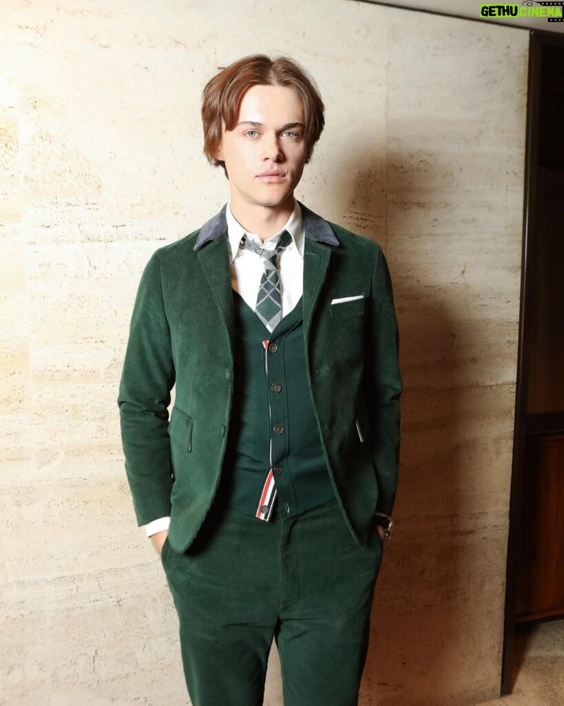 Christopher Briney Instagram - thank you @thombrowne for letting me celebrate your 20th anniversary with you ☺️ what a pleasure, what a lovely night grooming by @melissa.dezarate 💘 styled by @daniela_viviana 💓 photos: @matteoprandoni @mr_puryear