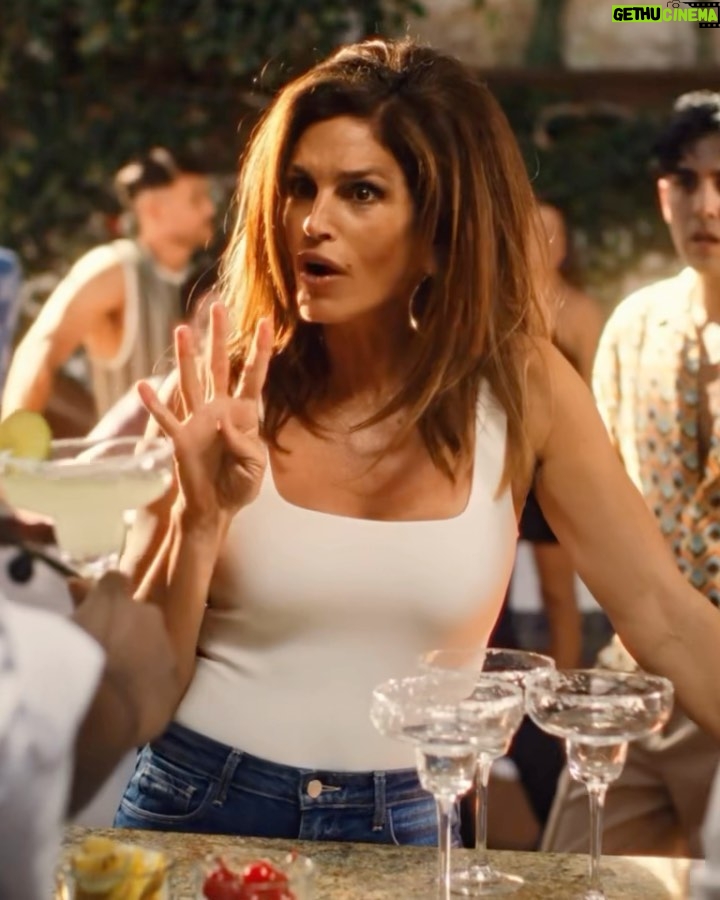 Cindy Crawford Instagram - Couldn’t stop laughing when I first heard this song - and had so much fun making a cameo in @thatchickangel’s music video. The outrageous and campy lyrics make this the kind of summer song that reminds us not to take it all so seriously 😂 Cheers everybody🍹