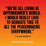 Clark Gregg Instagram - Congratulations to the cast and crew of Oppenheimer! Thank you Cillian Murphy for recognizing those working towards a world without nuclear weapons. Until we #MakeNukesHistory, we’re risking everything we love.