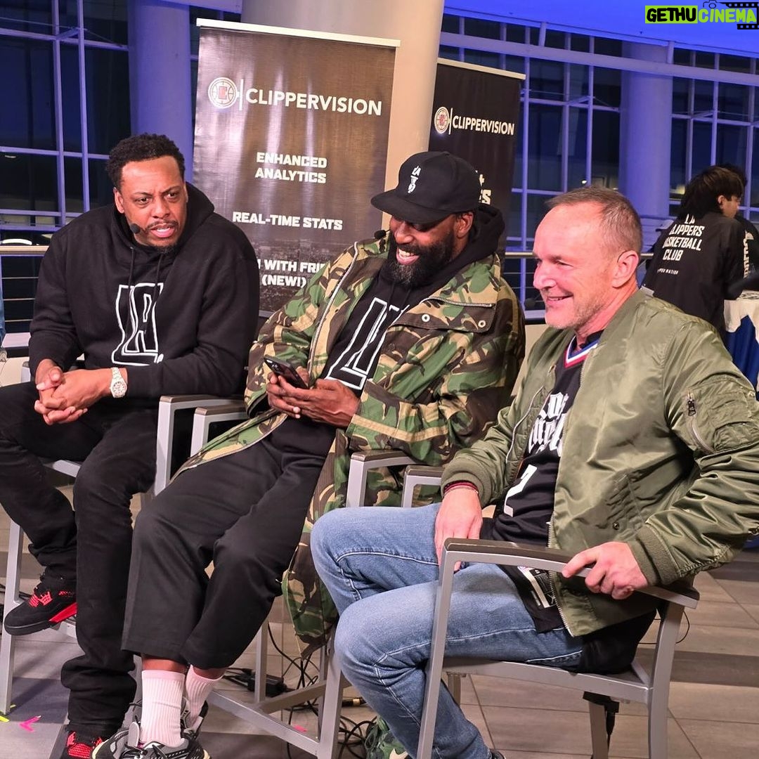 Clark Gregg Instagram - Chopping it up w @laclippers legends @paulpierce and @iambarondavis on (that’s right) Baller Vision 📸 by @farbodesnaashari