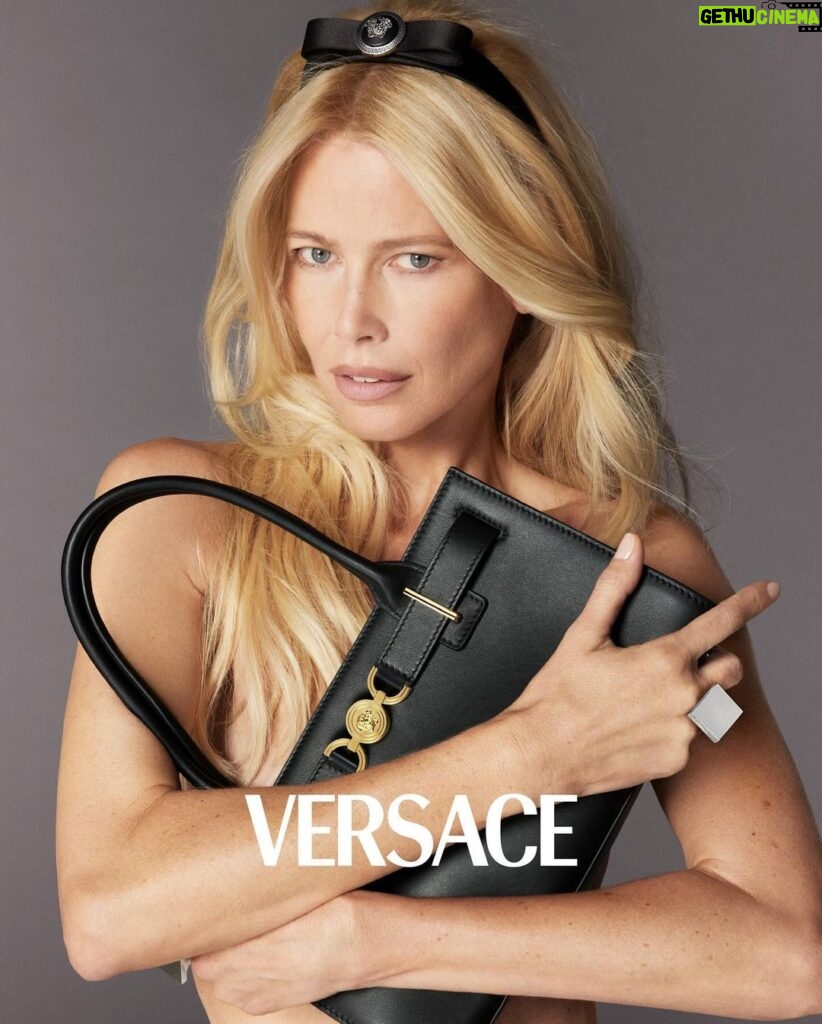 Claudia Schiffer Instagram - I feel fearless in Versace, fearless and free. Love to @donatella_versace and my Versace family. #VersaceSS24 #VersaceMedusa95