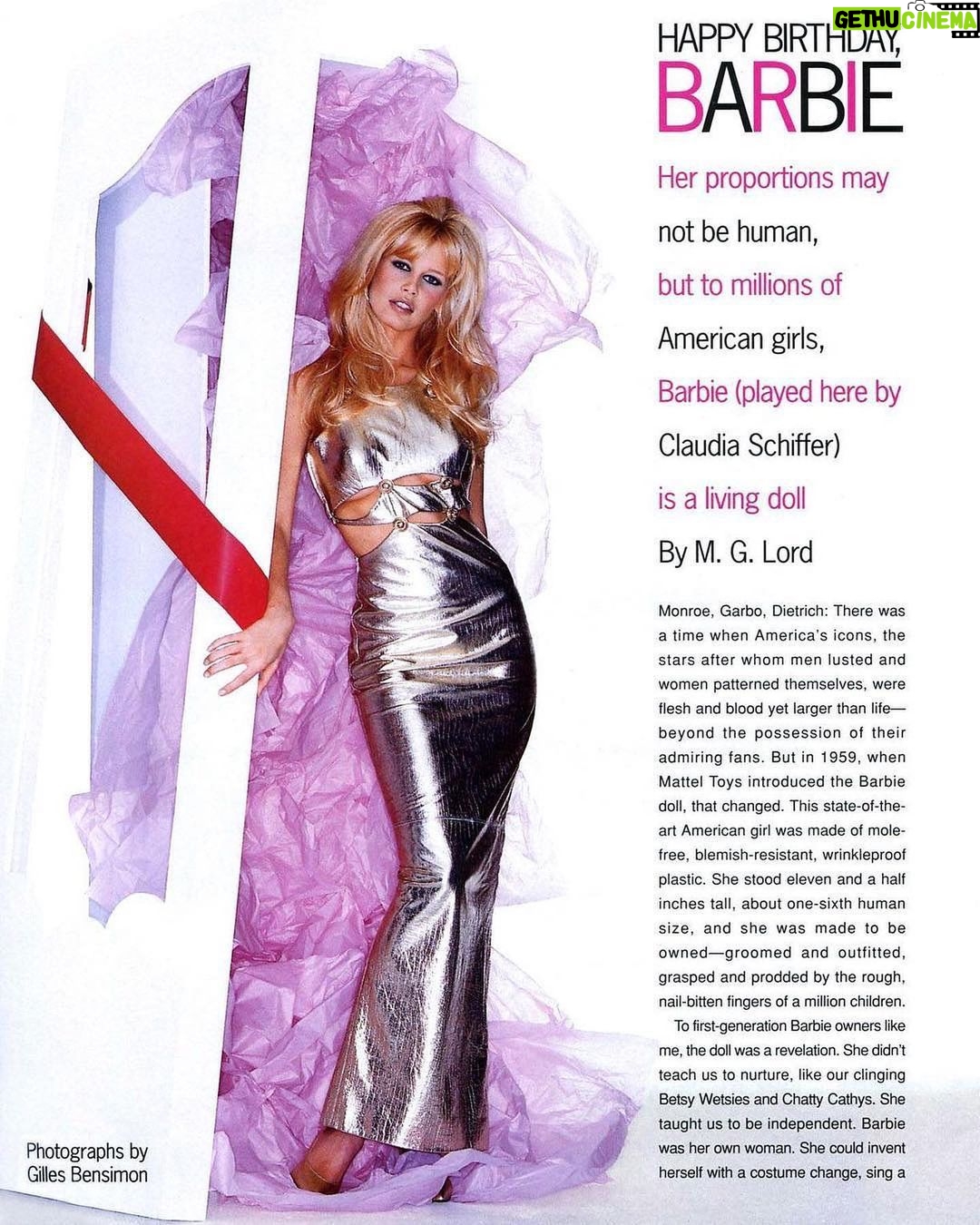 Claudia Schiffer Instagram - Becoming Barbie. #FBF to this 1994 shoot with @gilles_bensimon 💗