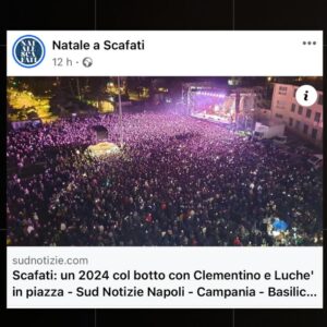 Clementino Instagram - Ieri sera abbiamo esagerato!!
Ci dicono… un successo senza precedenti!!!
Grazie SCAFATI ❤️