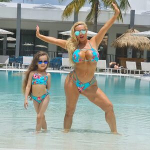 Coco Austin Instagram - Our flight was canceled so we made a detour back in the pool 💦💦💦

Thanks to our friends at @fedeswimwear for our cute matching suits👙