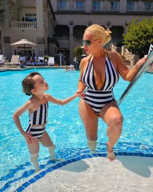 Coco Austin Instagram - After we were on a mini @llcoolj #forcetour with Ice. The girls had a fun pool day on Labor Day to relax after we have been running around ! 
Of course we had to continue our matchy match tradition swimsuits 🩱 @sugardollllz
Swipe for more!