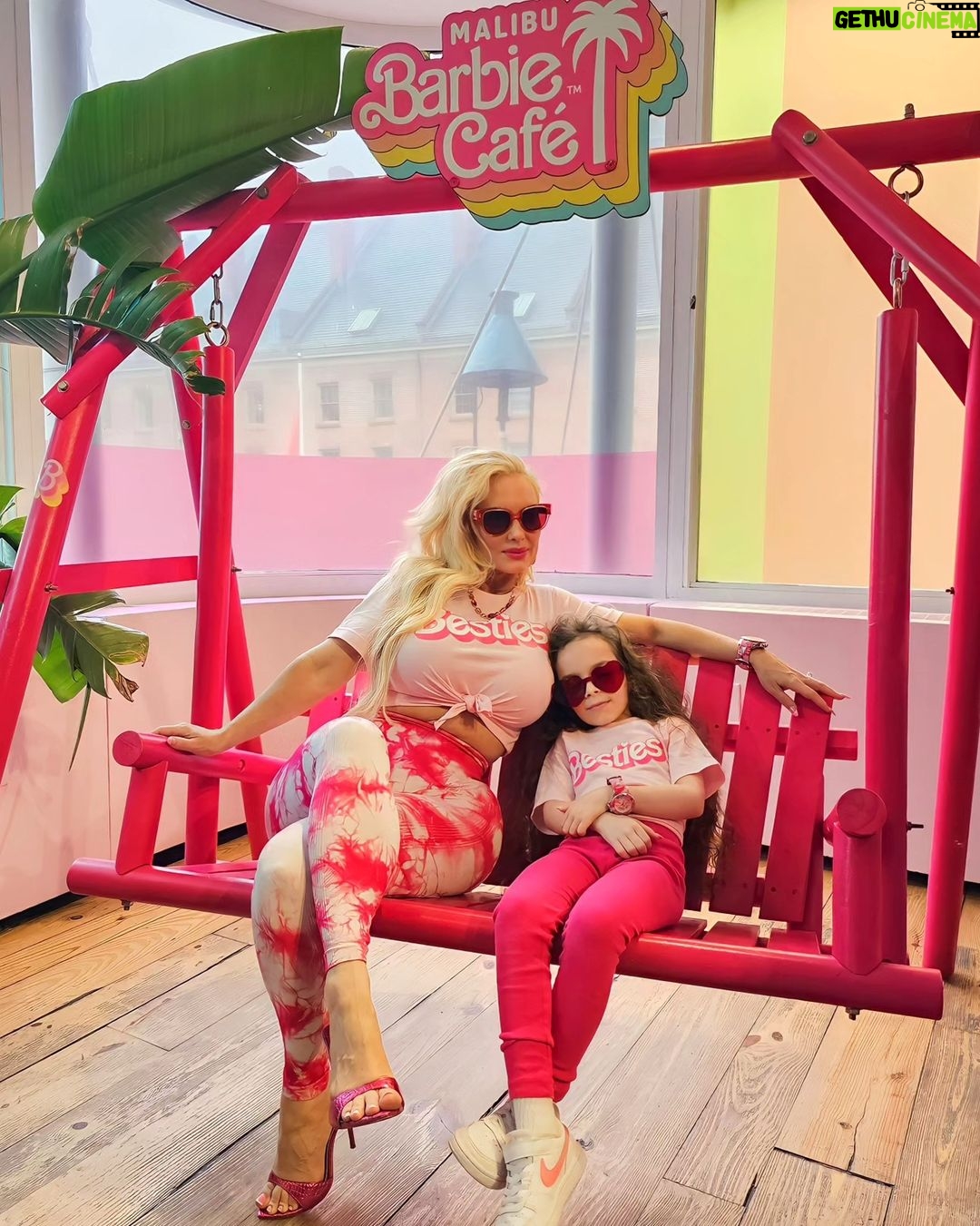 Coco Austin Instagram - Been obsessed with Barbie lately and finally got to visit @barbiecafeofficial with my cousin @statt.hagan. We had a blast, as you can see. Good food and drinks.. I love adventure and now I got my mini to experience things with me! Life is so colorful and beautiful in the barbieworld! THIS IS SO MY THING! #cousins #barbiecafe #barbiecafenyc #barbieworld -swipe Malibu Barbie Cafe New York