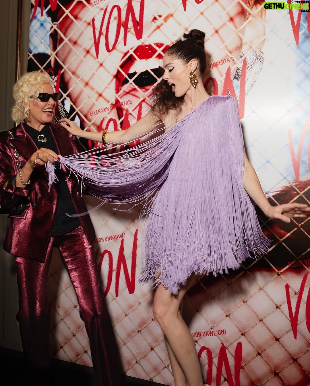 Coco Rocha Instagram - Ellen said ‘put on your best party dress’ - last night at @ellenvonunwerth’s VON magazine soiree💜 Paris, France