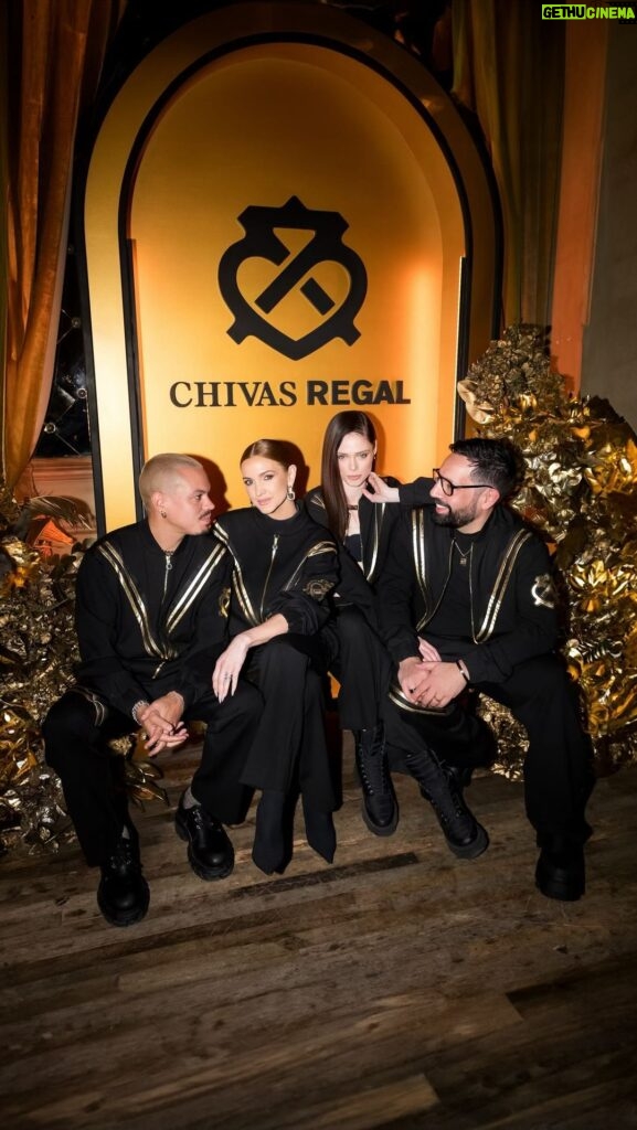 Coco Rocha Instagram - About last night: Celebrating power couples with our friends @ashleesimpsonross, @realevanross and @ChivasRegalUSA in luxe tailored tracksuits from @FalguniShanePeacokc.NYC 💛🥃#ChivasPartner #UnitedistheNewGold Hotel Chelsea