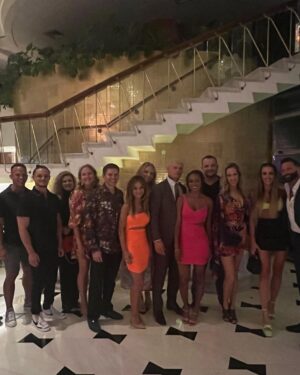 Cody Runnels Instagram - Last week was “Libby and Olaf in Summer”, this week was “Brandi40” - bdays a week apart! Quality time with a GREAT crew. (And then Lib and I were delayed due to weather and we tried on my hat for awhile)