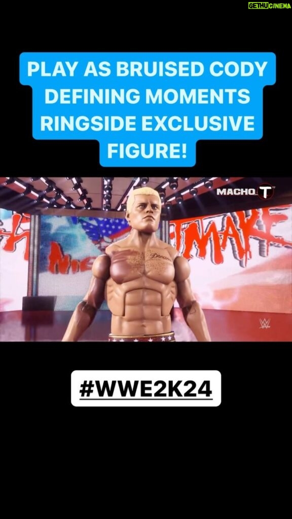 Cody Runnels Instagram - 🔥Play as Bruised Cody Rhodes Mattel WWE Defining Moments Ringside Exclusive Figure in #WWE2K24! 🇺🇸🔥 🎥 @itsmachot #RingsideCollectibles #WrestlingFigures #WWEEliteSquad #Mattel #WWE #WWERaw #SmackDown #CodyRhodes #wrestlemania