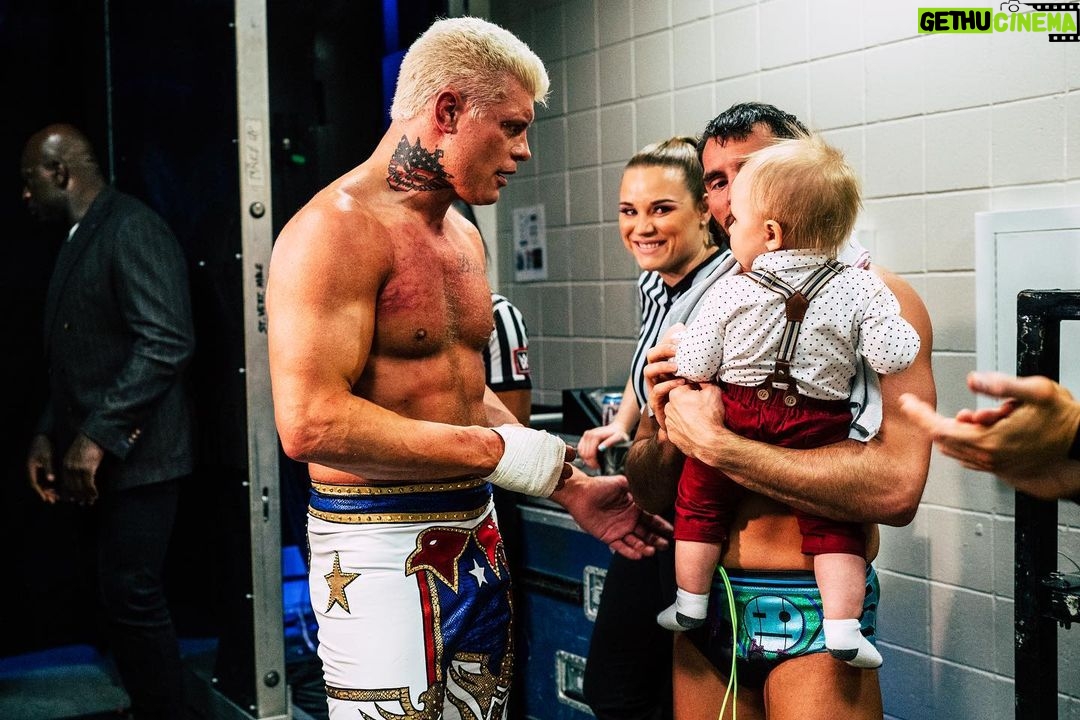 Cody Runnels Instagram - TBT - Royal Rumble 2023, thank you @sgovintage / @kali_butterfly and @aesthreadics for the finest duds! Sandra has been with me since day 1, she’s the master!