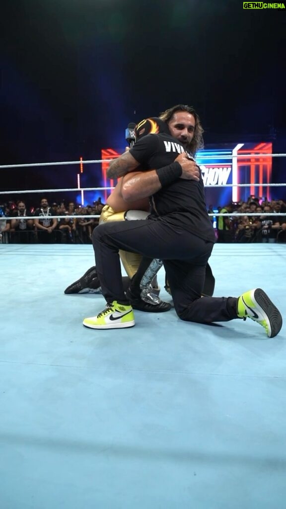 Colby Lopez Instagram - A touching moment between @619iamlucha & WWE World Heavyweight Champion @wwerollins! ❤️ #WWEMonterrey 🇲🇽