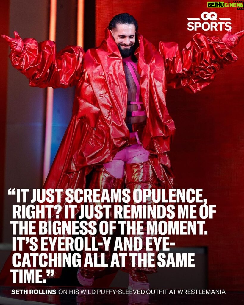 Colby Lopez Instagram - @wwerollins has become the WWE’s undisputed fashion king. At the link in bio, the self-proclaimed Drip God talks the origins of his outrageous style and wrestling in MSCHF’s Big Red Boots.