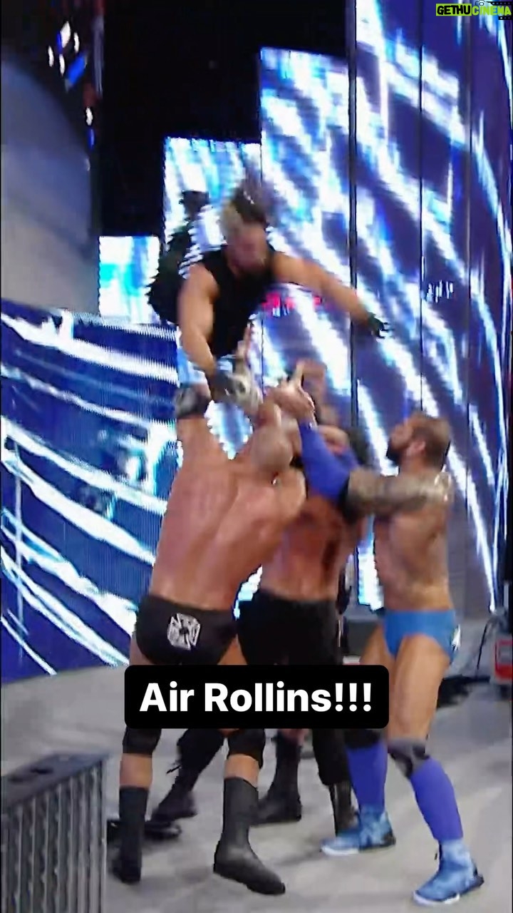 Colby Lopez Instagram - @wwerollins uses the set to take down all of Evolution! #WWEPayback