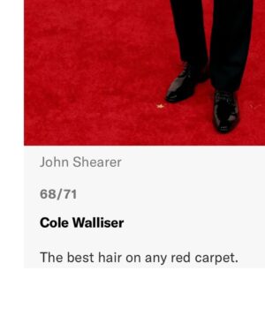 Cole Walliser Instagram - I mean GQ calling my hair the best on any red carpet is a bit beyond anything I could have imagined. Also honored to finally make the Hodinkee Oscars Watch list. 
Tux: @osso._ @ogemdi._ 
Watch: @simon_brette_watches 
Grooming: @penelopevazquez