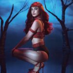 Coleen Garcia-Crawford Instagram - 🕷 A special Halloween episode of MUSINGS with @coleen premieres SATURDAY, 7PM on @bjpascual's YouTube Channel! Photography and Creative Direction @bjpascual Styling @adrianneconcept Makeup @pongniu Hair by @renzpangilinan Set Design by @justine_arcegabumanlag Leather Chainlink Top and Red Leather Top and Belt by @thianrodriguezmnl Leather Dress by @chynnamamawal Cutout Fringe Dress by @ninaamoncio Manila, Philippines